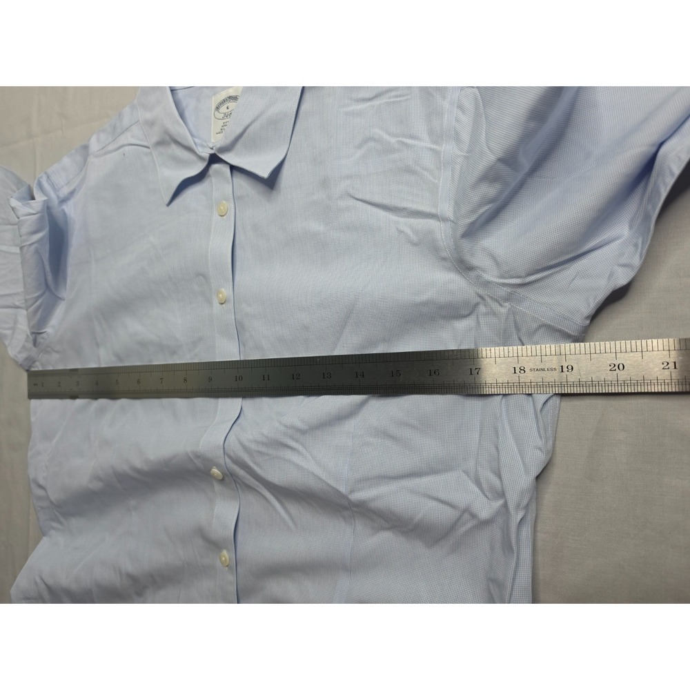 Brooks Brothers 346 Shirt Women's 6 Blue Check Cotton Fitted Non-Iron Button-Up - Picture 6 of 6